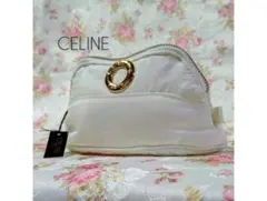 【CELINE】セリーヌ サークルロゴ金具 ポーチ コスメポーチ アイボリーのサムネイル