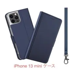iPhone 13 mini ケース 手帳型 薄型 ストラップ
