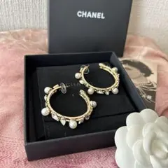 CHANEL シャネル ラインストーン パール ココマーク ストラス フープ