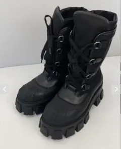 PRADA 1U363M モノリスロゴ入りレースアップショートブーツブラックのサムネイル