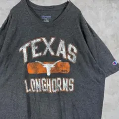カレッジ【Champion】チームロゴ テキサス 古着 Tシャツ 3XL グレー