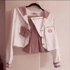セーラー服　上下セット ホワイトピンク