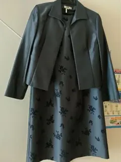 レディース　スーツ　ワンピース　11号　紺　グレー　春夏秋