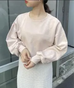 NICE CLAUP ロゴ刺繍ゆるシルエットショートスウェットのサムネイル