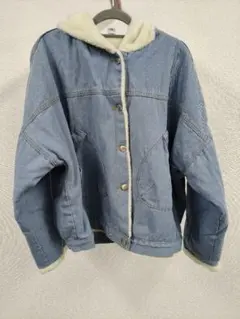 フリース付きライトブルーデニムジャケット XL