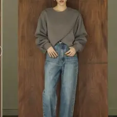 前後2WAY裏起毛トップス　チャコールグレー