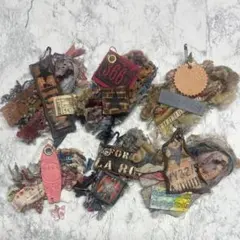 35☆デザインタグ デニムリメイク 革タグ レザータグ 引き揃え糸 ハンドメイド