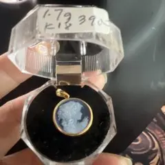 K18 カメオデザイン ネックレス ブラック