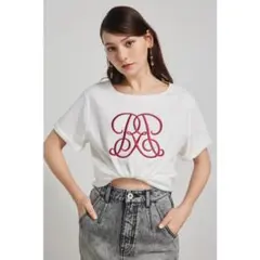 rienda リエンダ WRR ロゴTシャツ　柄RED5 半袖 ホワイト 赤のサムネイル