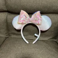 ミニースパンコールカチューシャ　桜ピンク　オーロラ