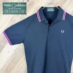 【英国製】90sフレッドペリー 半袖　ポロシャツ　月桂樹ロゴ　ブラック　38 M