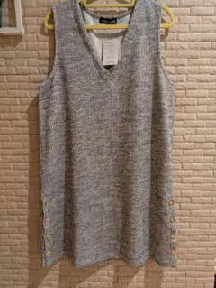 PENNY JULE　ノースリーブVネックチュニックL　ワンピース　グレー