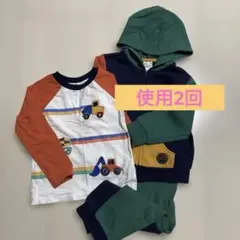 キッズ　3点セット　パーカー　カットソー　パンツ　100サイズ　車　ズボン　起毛
