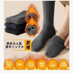 21* メンズ 厚手ウール靴下 25-29cm 三色 黒 ネイビー グレー