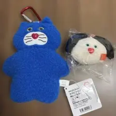 mojojojo 青い猫カラビナ付きぬいぐるみポーチ