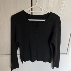 ブラックリブ編みカーディガン Mサイズ