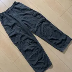 ダークグレー　デニム　カーゴパンツ　ゴム入りウエスト　パンツ