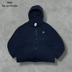 NIKEナイキフルジップパーカージップフーディスウェット刺繍ロゴダークネイビー