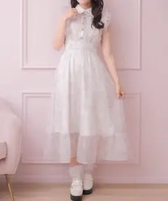 ROJITA フリルスリーブ花柄ロングワンピースピンク　量産型