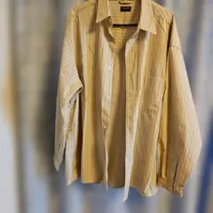 BACK NUMBER 　ビックシルエットベージュストライプ長袖シャツ Lサイズ