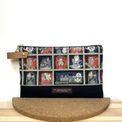 [ハンドメイド]フラットポーチ ／ユキエモン×帆布20