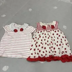 BABY CHEER いちごボーダーTシャツ　ノースリーブチュニック