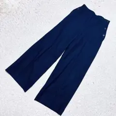 美品✨ソージュSOEJU センタープレスワイドパンツ　ネイビーS ウォッシャブル