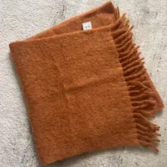 今だけ！100%カシミヤ オレンジ 大判厚手ストール（新品） ※在庫2点