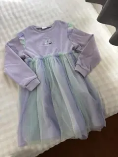 紫色と緑色のチュールワンピース 130