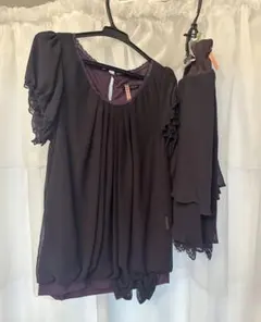 結婚式　ドレス　パープル　レース