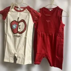半袖りんごロンパースとa.v.v袖無しロンパースセット　両方とも80㌢