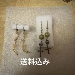 ハンドメイド ピアス 1点イヤリング1点セット音符とクロス