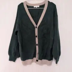 grove ダークグリーン Vネックカーディガン L