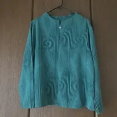 Lascolinasレディース長袖カットソー ミセスグリーン系ラメハーフジップ