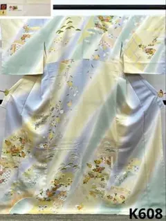 京友禅 京手描友禅 訪問着 金駒 金彩 暈し染 古典 正絹 躾糸付き K608