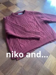 niko and ... バーガンディ ケーブル編み ニット 4