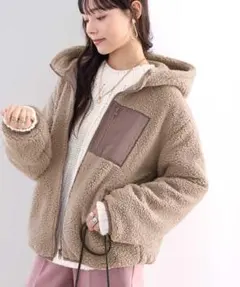 【完売品】美品　クラシカルエルフフリースジャケット ベージュ フード付き