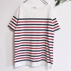 ＊オーバルダイス＊ボーダー 半袖カットソー Tシャツ ホワイト/ネイビー/レッド
