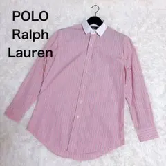【美品】POLO ラルフローレン ピンク ストライプ 長袖 Ｌサイズ　ポニー