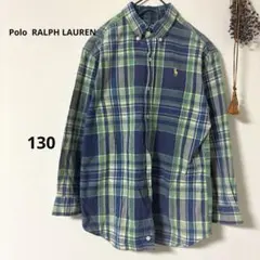 Polo Ralph Lauren チェック柄 長袖シャツ ブルー系　130㎝