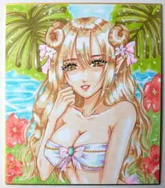 手描きイラスト ウマ娘 ダンツフレーム 水着 ファンアート 色紙 - メルカリ