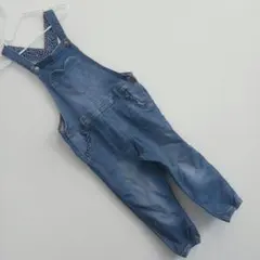 H&M デニムブルー ハート型ポケット オーバーオール 110 サロペット