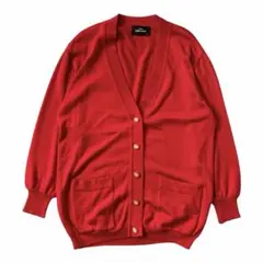カーディガン 90s 金ボタン 羽織り 長袖 レッド カジュアル 上品 コットンのサムネイル