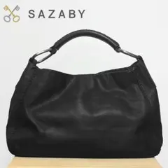 雑誌掲載！SAZABY 名作エートート 牛革ホーボーバッグ 黒×シルバー