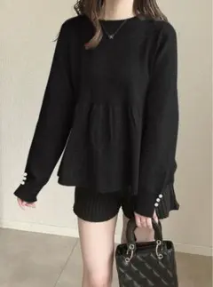 袖パールペプラムニットトップス[uf065] グレイル　GRL セーター
