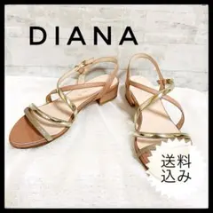 【DIANA】ダイアナ サンダル 24cm ベージュ ゴールド ストラップのサムネイル