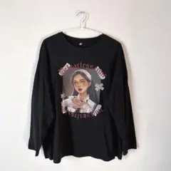 SHEIN ロゴプリント ドロップショルダーロングスリーブTシャツM