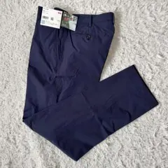 タグ付き UNIQLO 感動タックパンツ ネイビー W76 DRY スラックス