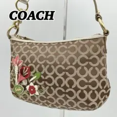 COACH コーチ アクセサリーポーチ ショルダーバッグ 花柄 シグネチャー柄