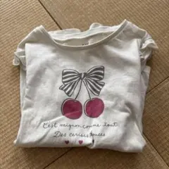 フリル袖チェリーTシャツ130